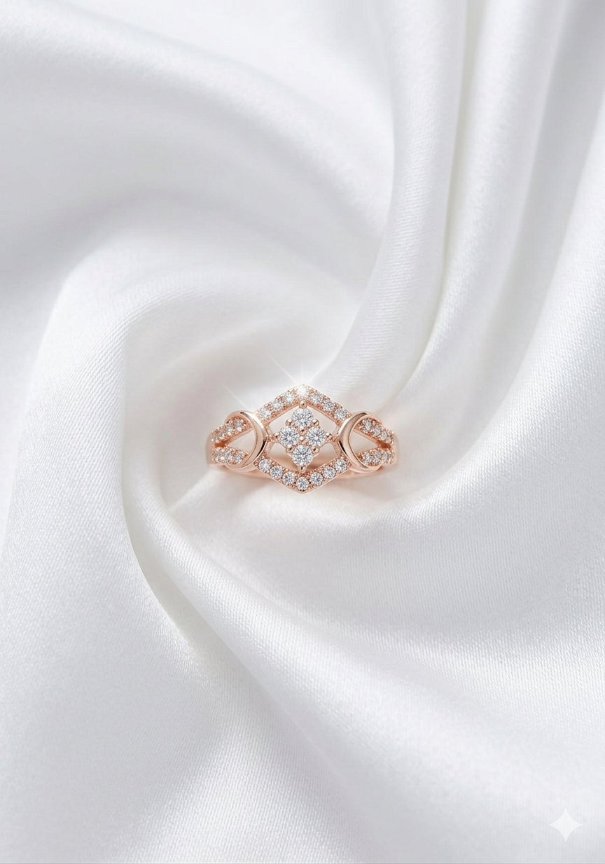 Geometric Sparkle Diamond Rings