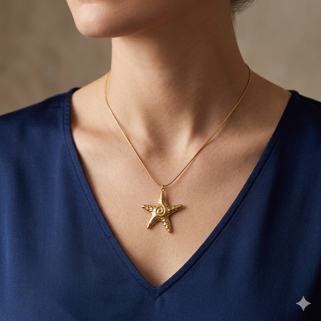 Anti-Tarnish Star Fish Pendant Chain
