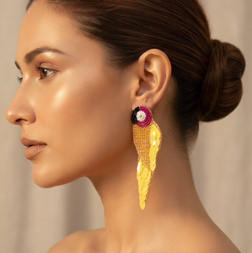 Handmade Parrot Style Beaded Earring