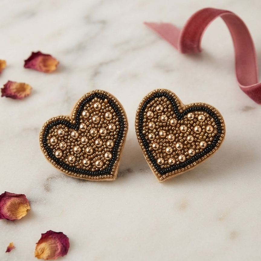 Heart Shape Black Quirky Earrings