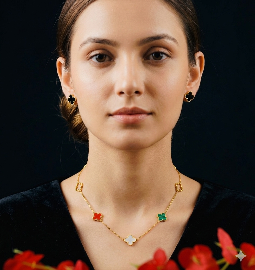 Clover Leaf Multicolor Necklace Set