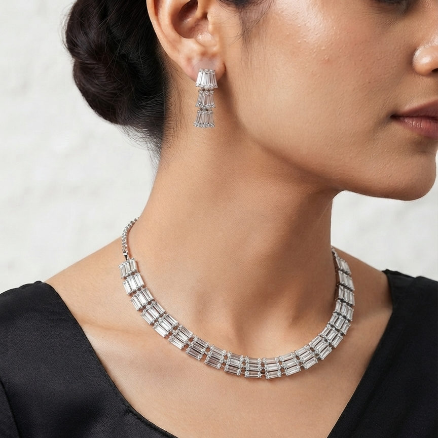 CZ White Necklace set