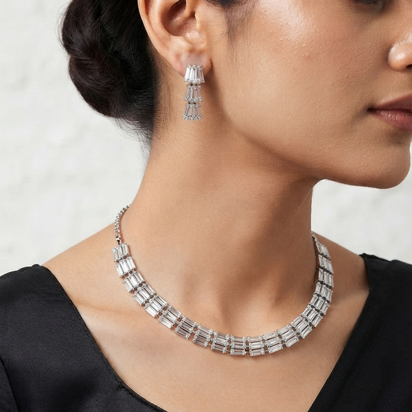 CZ White Necklace set
