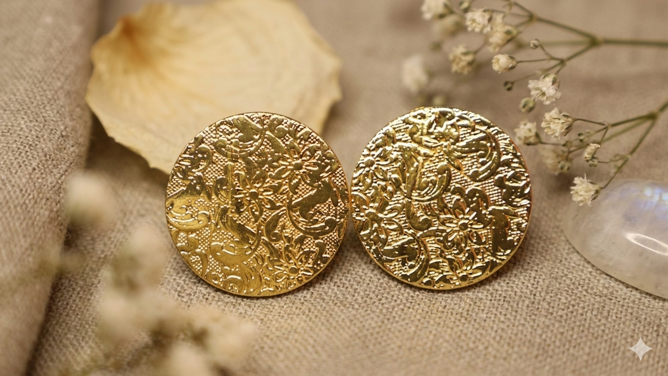 Classy Round Shape Brass Earrings