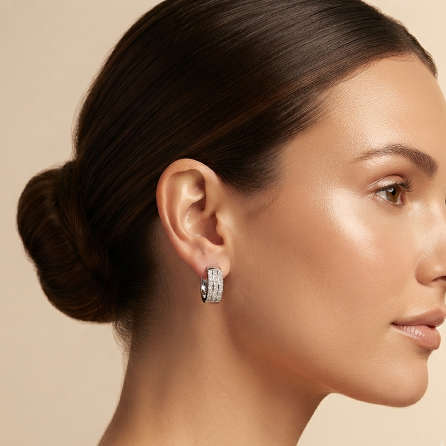 Silver Frosty Style Earrings