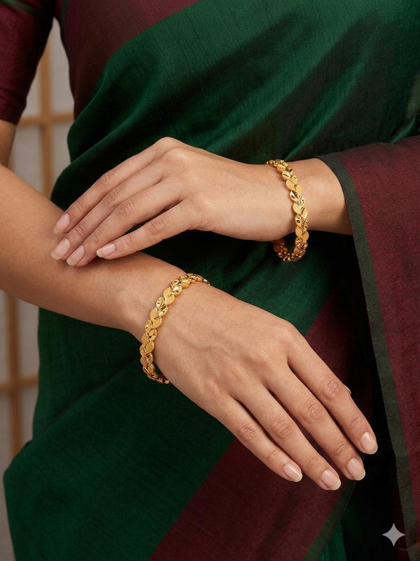 Leaf Style Golden Plated Bangles