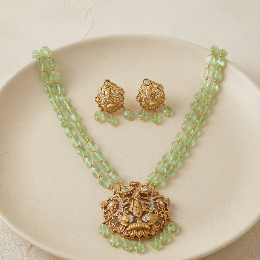 Krishan Design Gold Plated Temple Jewelry Statement Piece