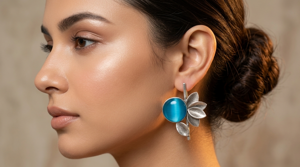 Oxidized Flower Design Studs