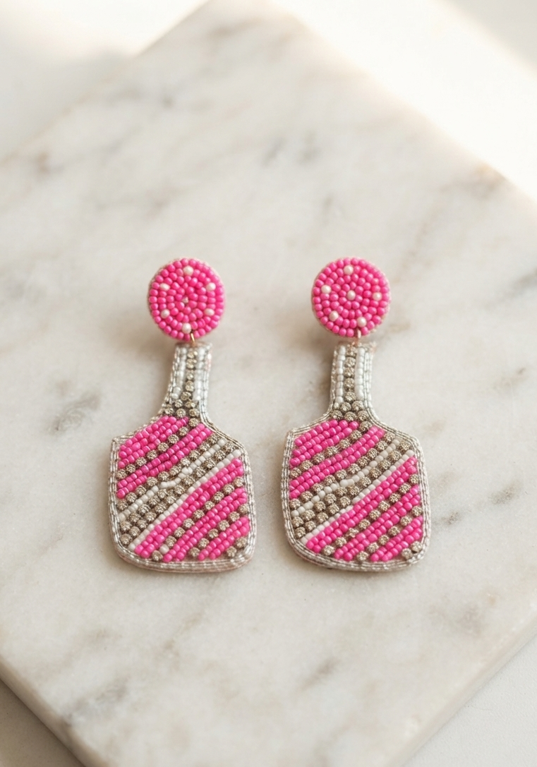 Pink Bottle Beads Earrings