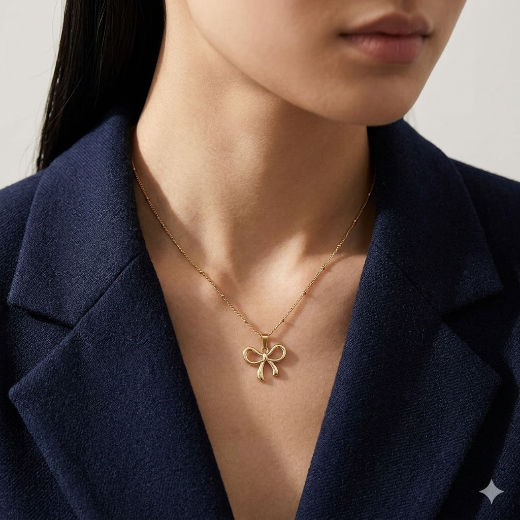 Stainless Steel Minimal Bow Pendant