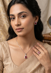 Premium AD Necklace Set with Earrings and Rings