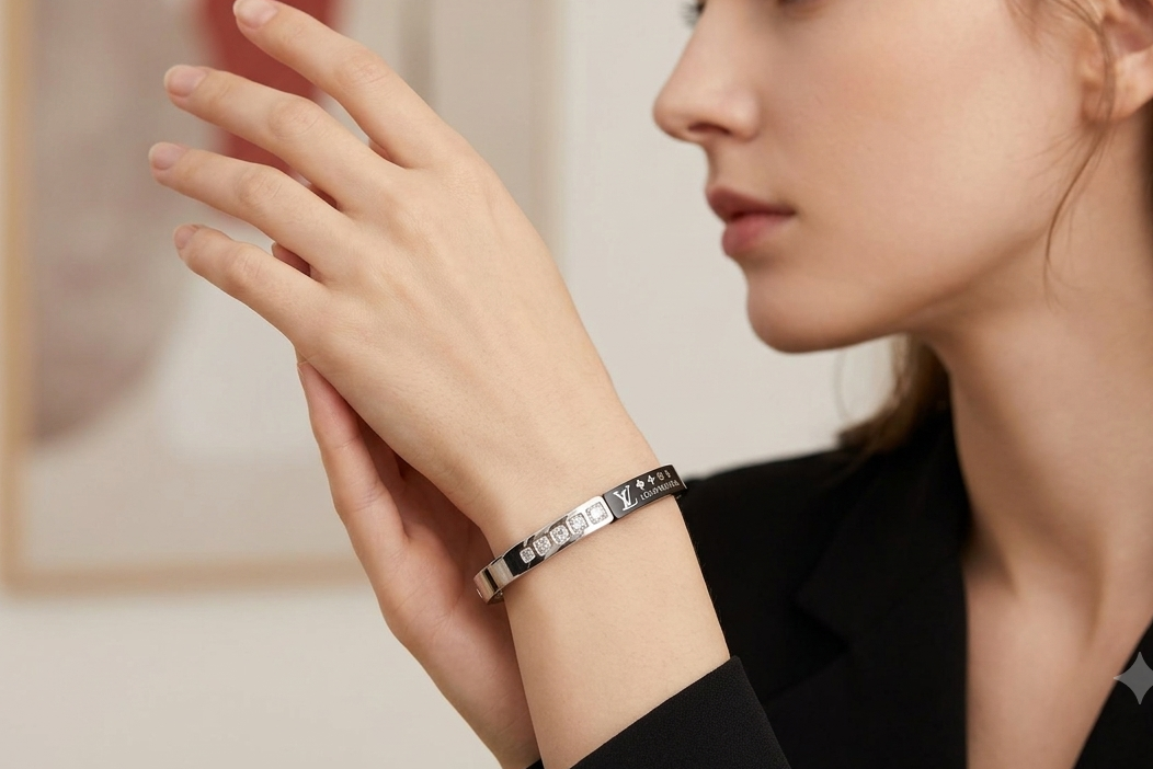 Diamond Studded Silver Plated Anti Tarnish Bracelet