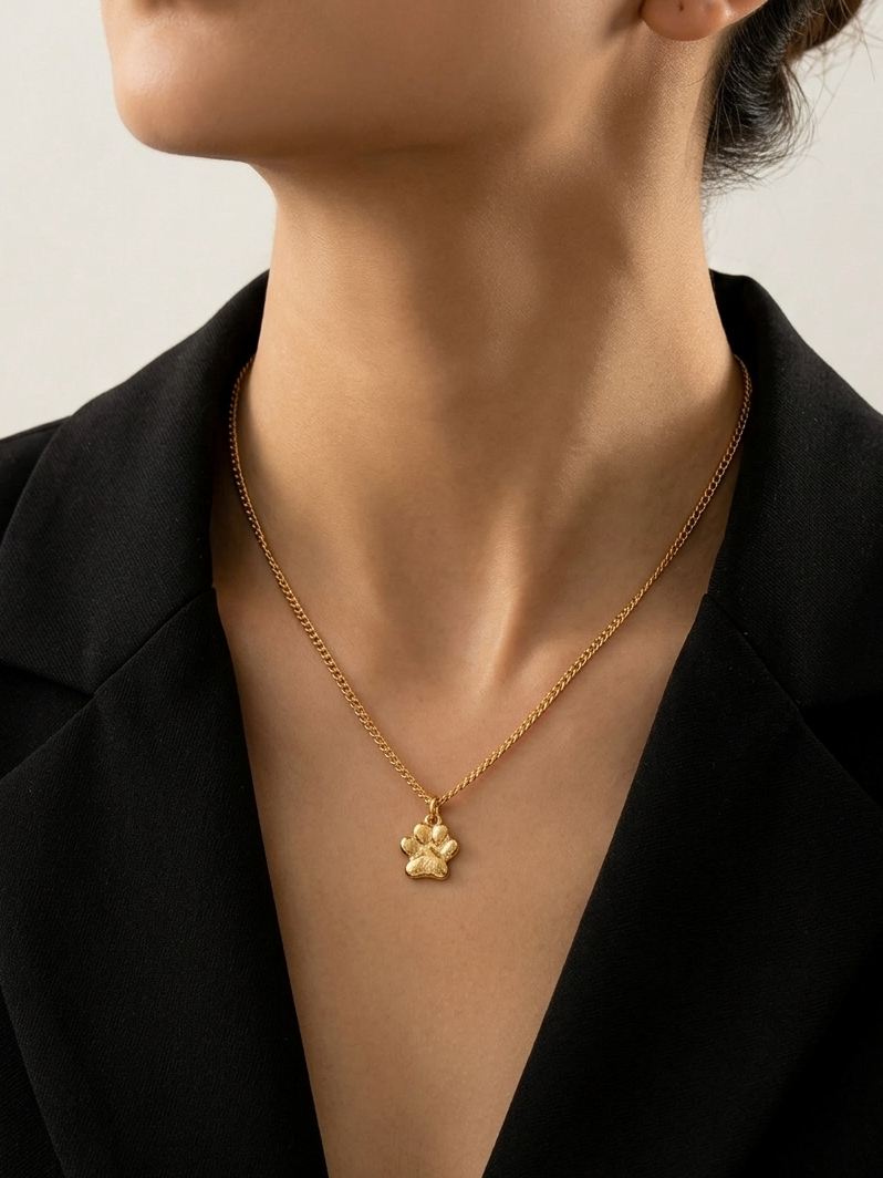 Gold Plated Dog`s Paw Pendant