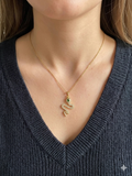 Anti-Tarnish Snake Pendant with Green Stone