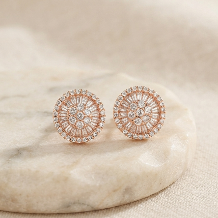 Round Shaped Rose Gold Studs