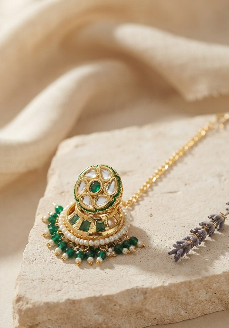 Gold Plated Meenakari Work Mangteeka