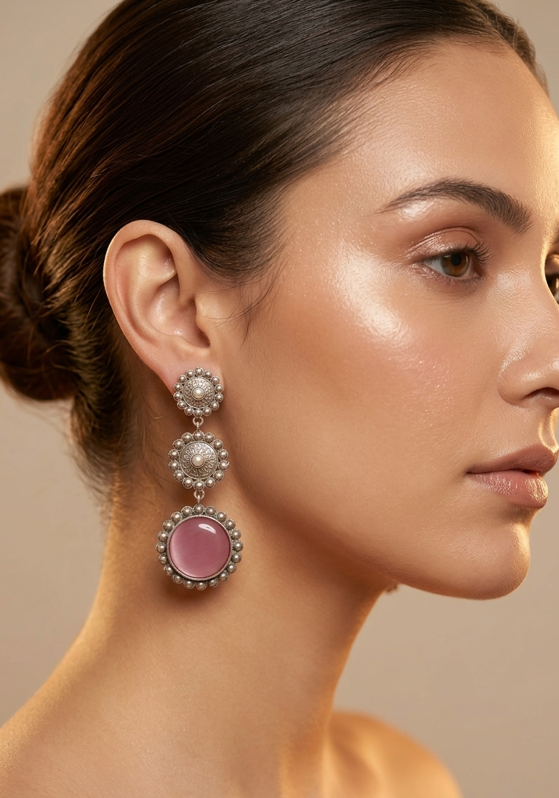 Meraki Oxidized Stone Earring