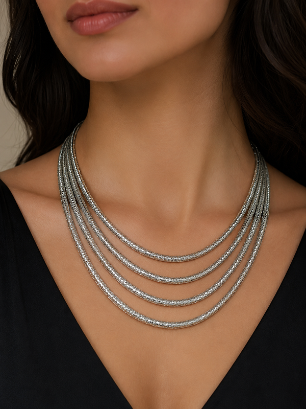 Multistrand Silvertone Necklace