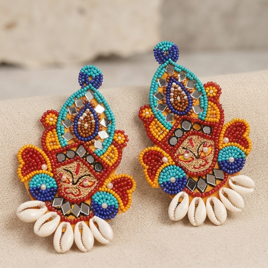Maa Durga Design Handmade Earrings