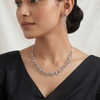 Circle Silver Plated CZ Embellished Jewelry Set
