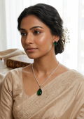 Buy Ruby Silver Plated Oval Pendant Sets