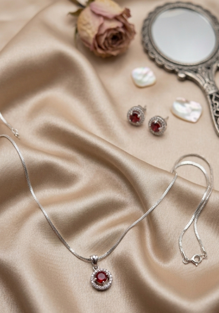Sparkling Round Cut CZ Pendant Sets