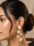 Gold Tone Moon Stone Earring