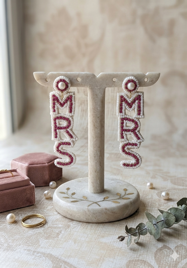 Pretty Mrs Handmade Earrings for Bride