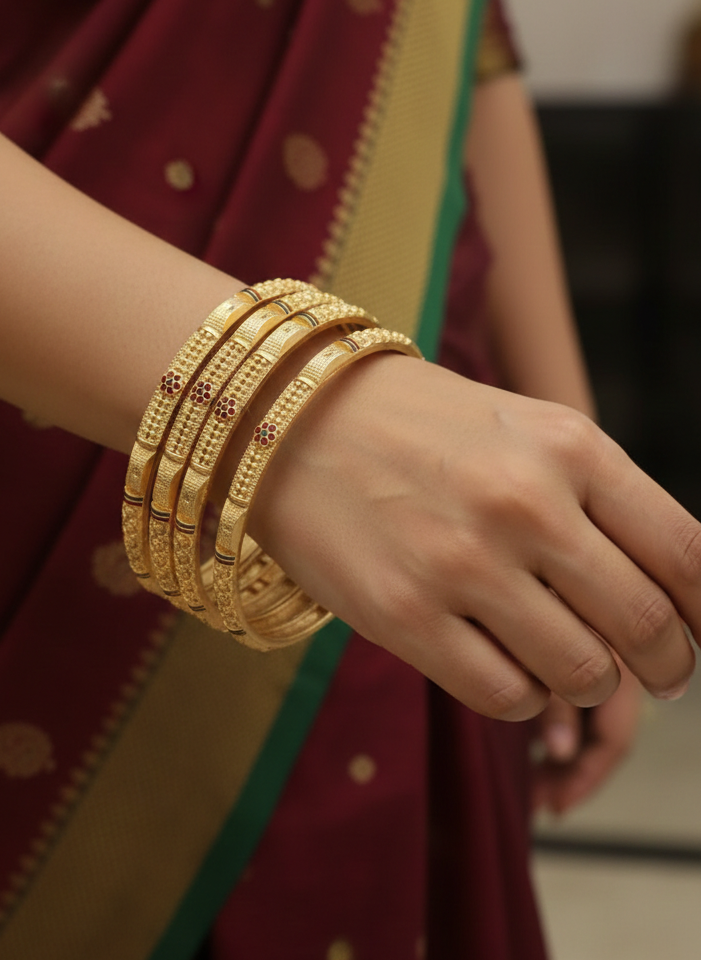 Golden Wedding Wear Brass Gold Plated Bangles