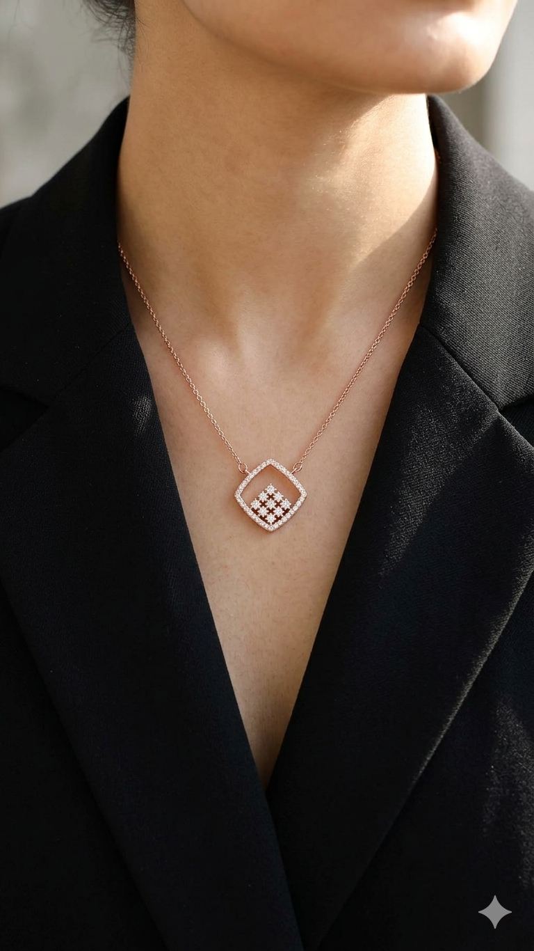 Rose Gold Plated Square Pendant