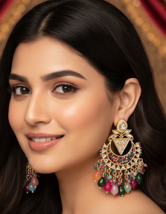 Traditional Kundan Chand Bali Earrings