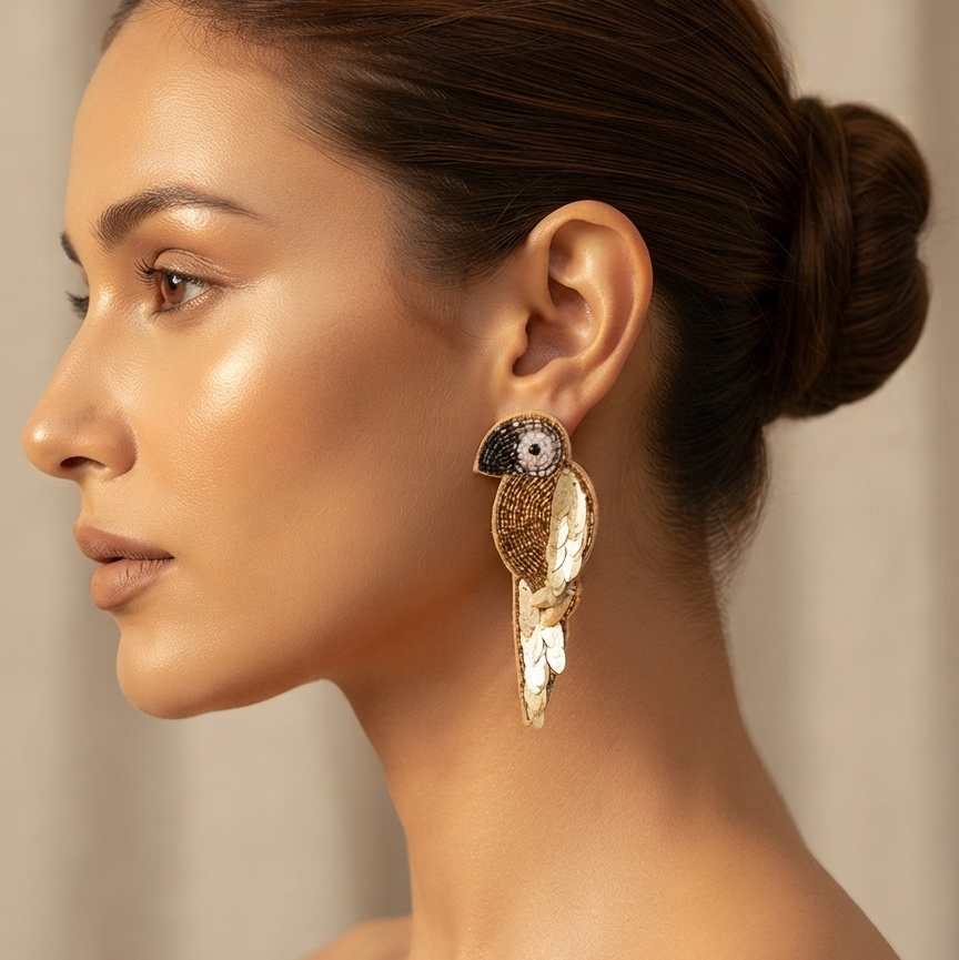 Handmade Parrot Style Beaded Earring