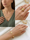 Gold Clover Pendant Set With Bracelet And Ring