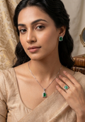 Premium AD Necklace Set with Earrings and Rings
