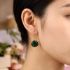 Oval Stone Brass Earring