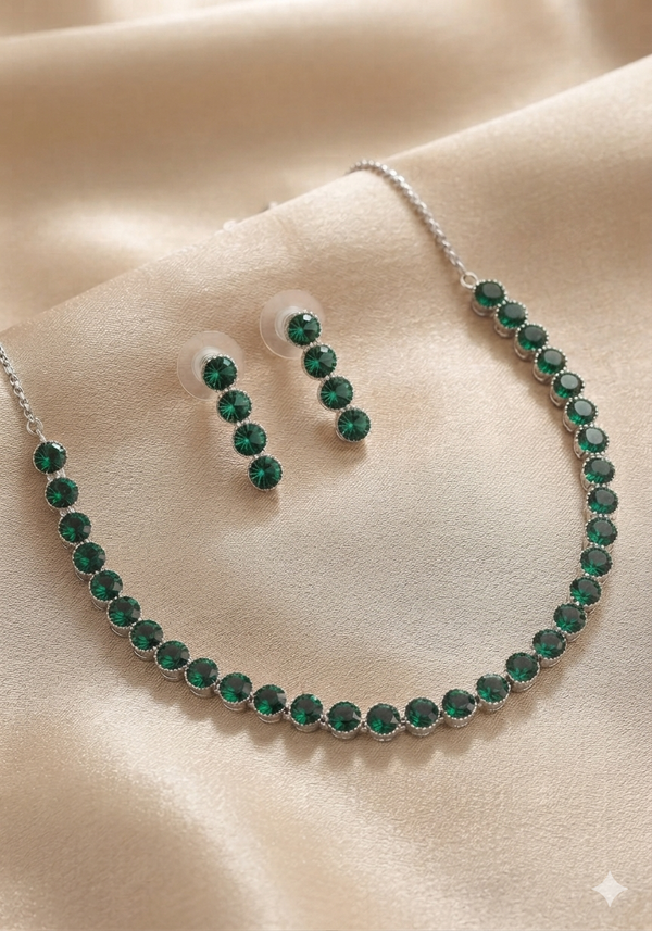 Silver Tone American Diamond Choker
