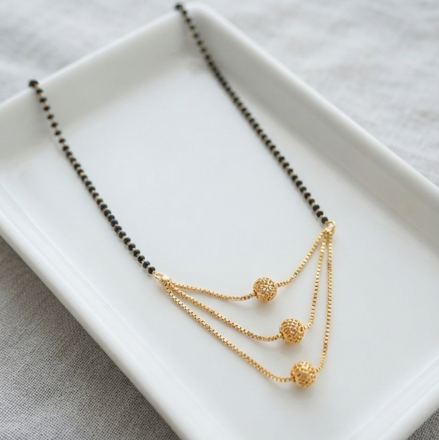 Unique Dressy Triple Layered Gold CZ Mangal sutra