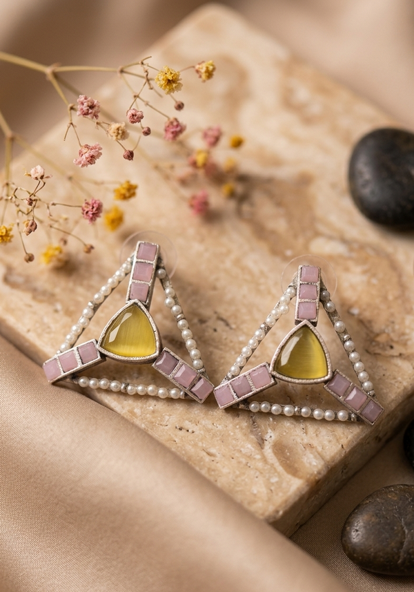 Triangle Shape Silver Earrings