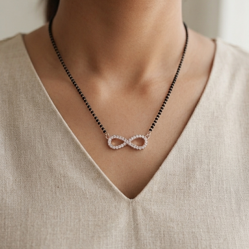 Rose Gold Infinity Diamond Studded Mangalsutra