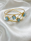 Exquisite Gold PlatedCuff Bracelet With Emerald