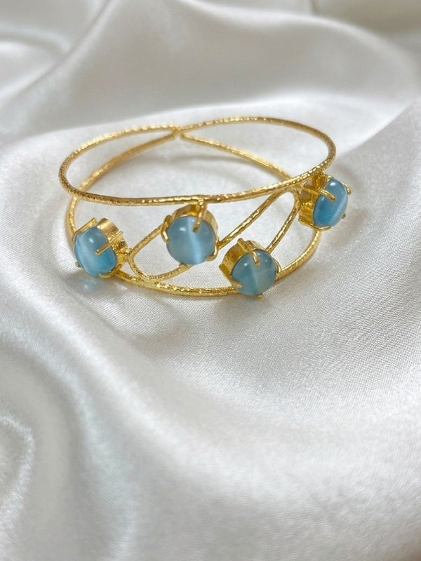 Exquisite Gold PlatedCuff Bracelet With Emerald