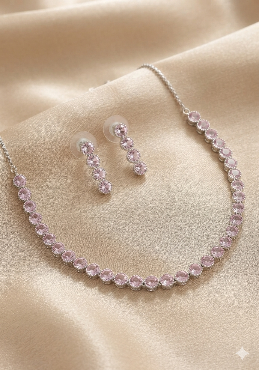 Silver Tone American Diamond Choker