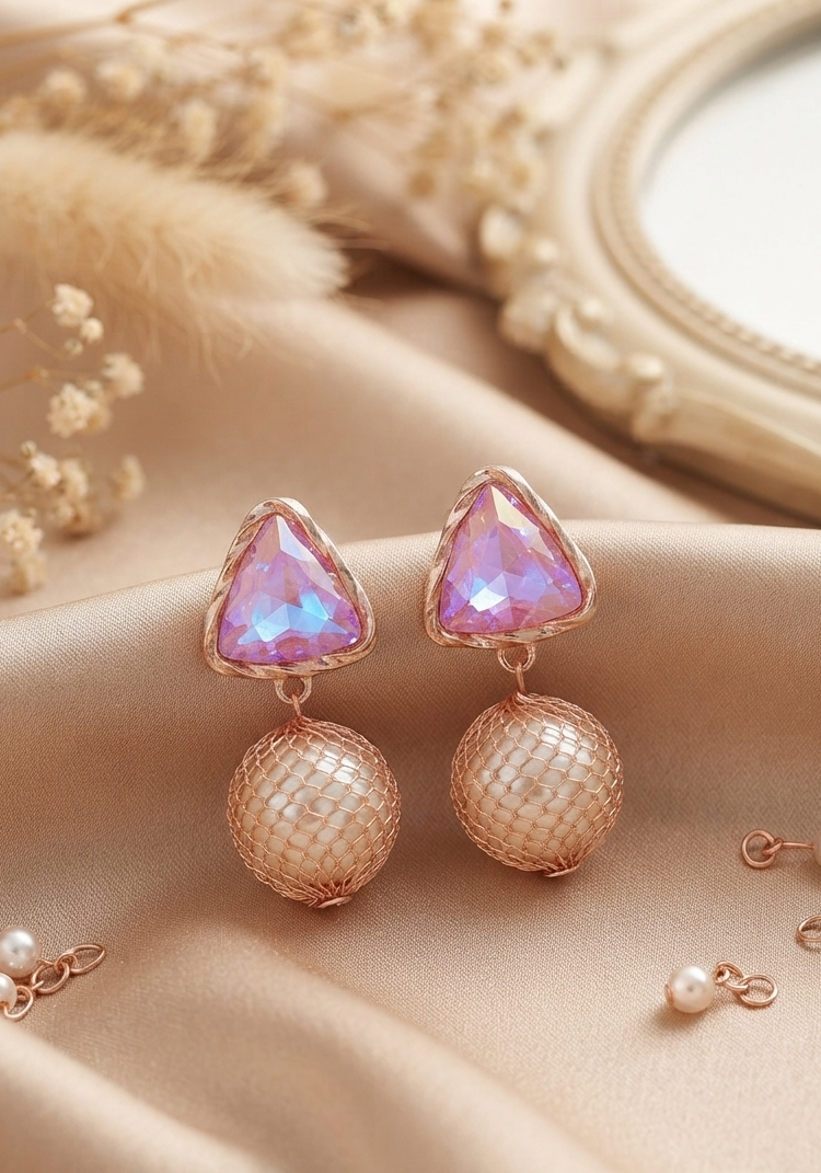 Mirror Effect Geometric Dangle Drop Earrings