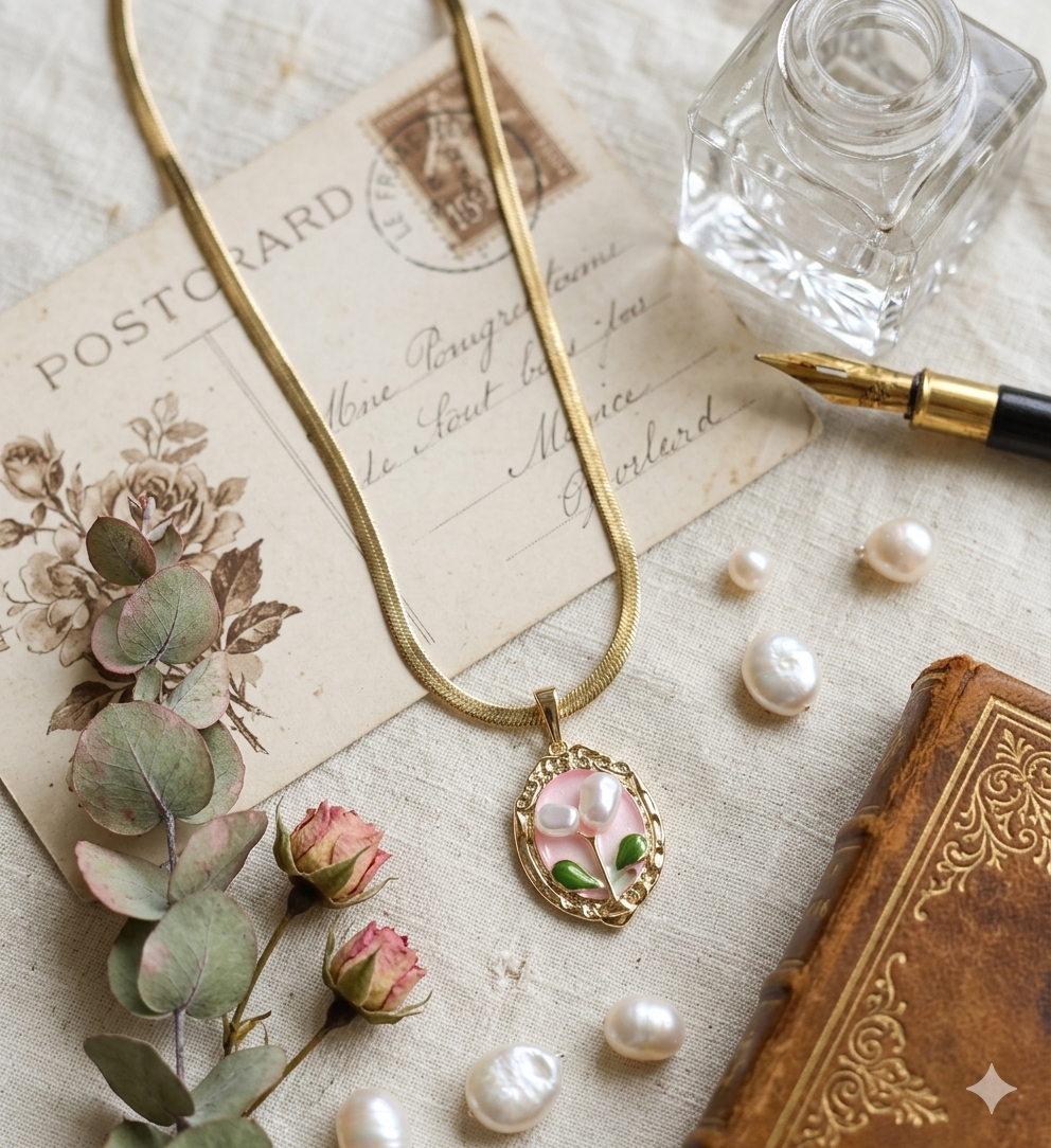 Anti-Tarnish Pearl Flower Pendant