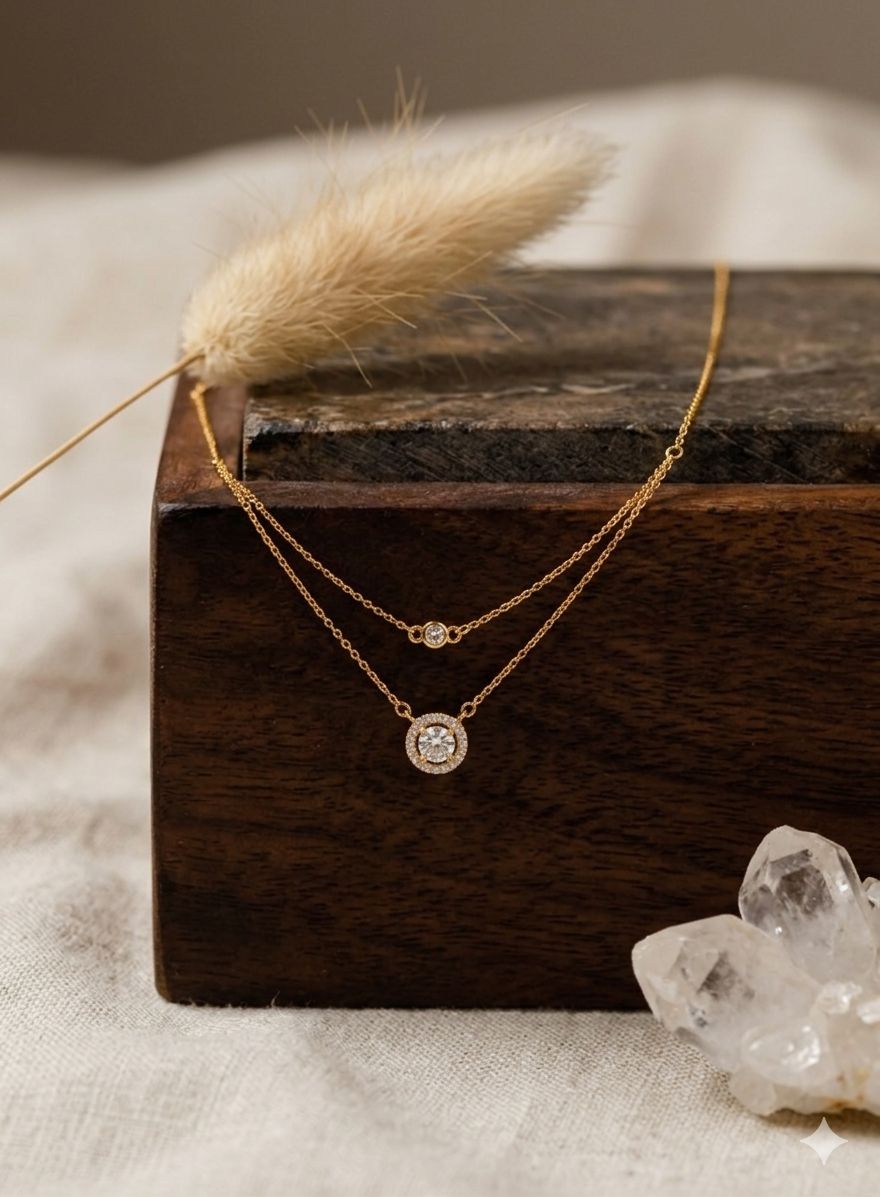 Double Chain Diamond Pendant Chain