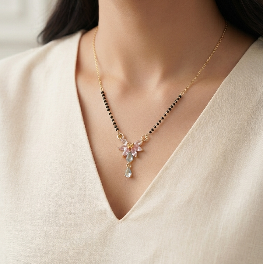 CZ Diamond Flower Mangalsutra