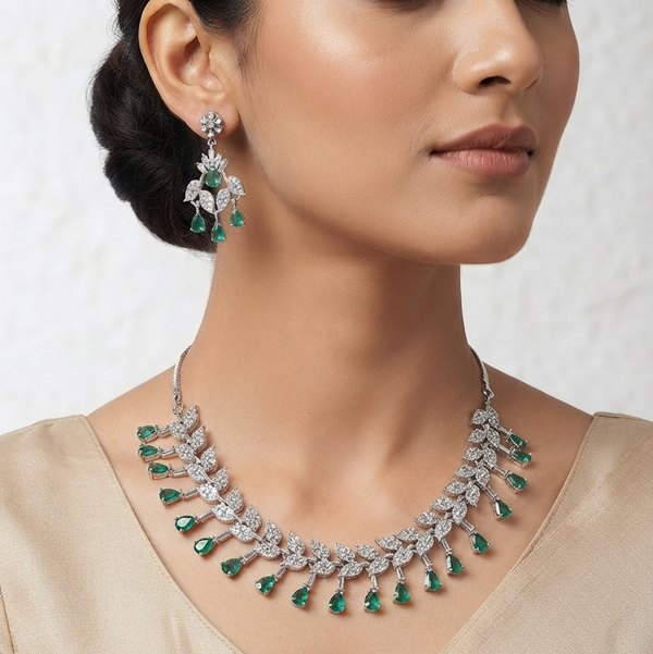 Aqua Blue American Diamond Choker