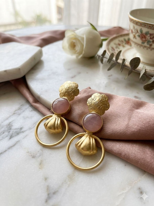 Elegant Gold Brass Earrings