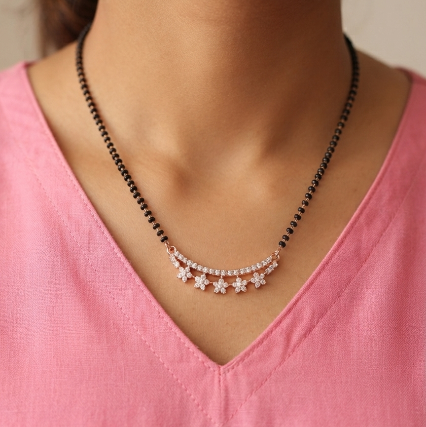 Stylish Mangalsutra With Black Beads