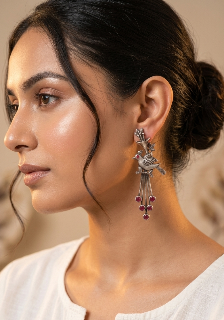 Gorgeous Bird Oxidized Earrings